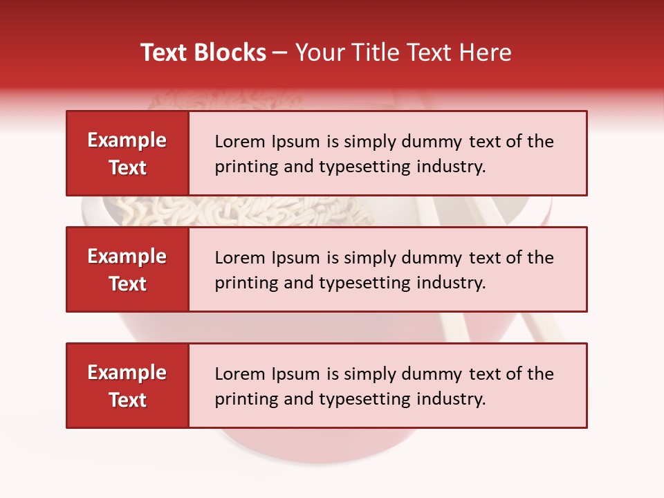Red Bowl Of Instant Noodles, With Chopsticks. PowerPoint Template