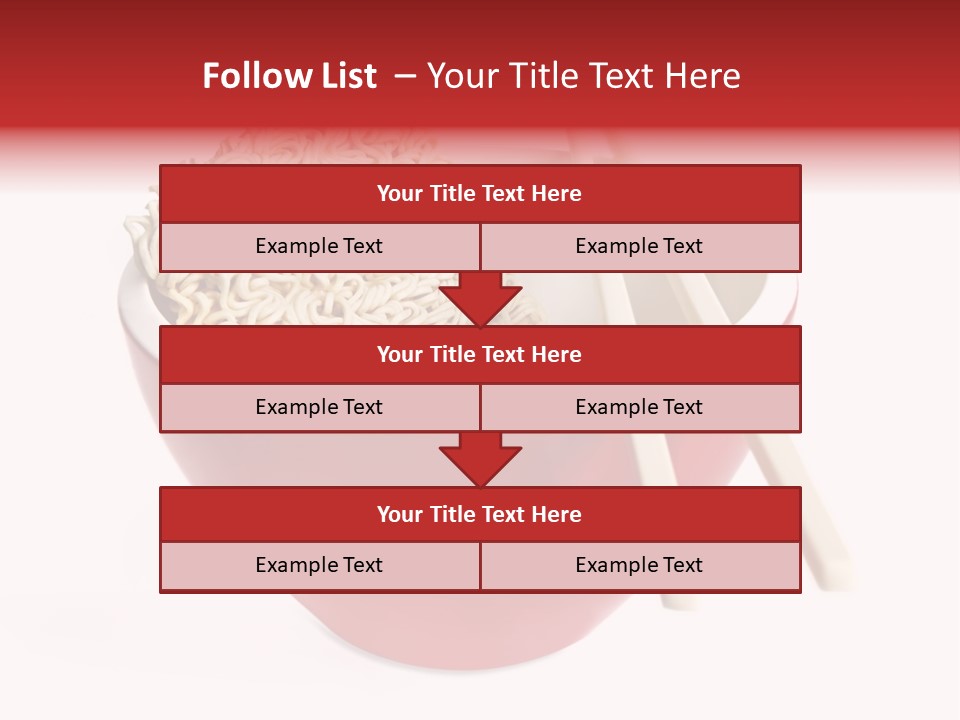 Red Bowl Of Instant Noodles, With Chopsticks. PowerPoint Template