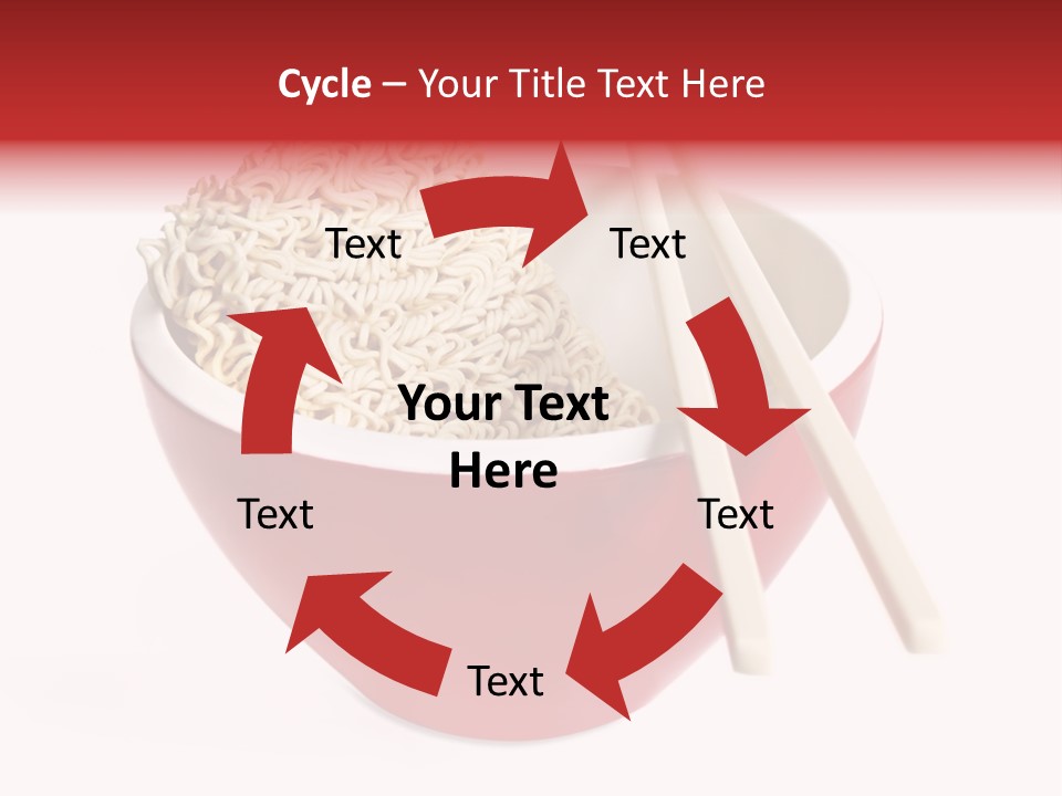Red Bowl Of Instant Noodles, With Chopsticks. PowerPoint Template