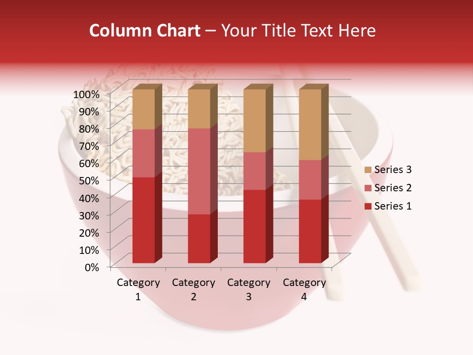 Red Bowl Of Instant Noodles, With Chopsticks. PowerPoint Template