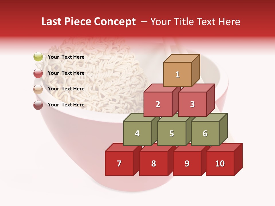 Red Bowl Of Instant Noodles, With Chopsticks. PowerPoint Template
