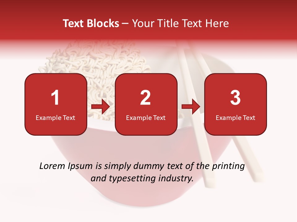 Red Bowl Of Instant Noodles, With Chopsticks. PowerPoint Template