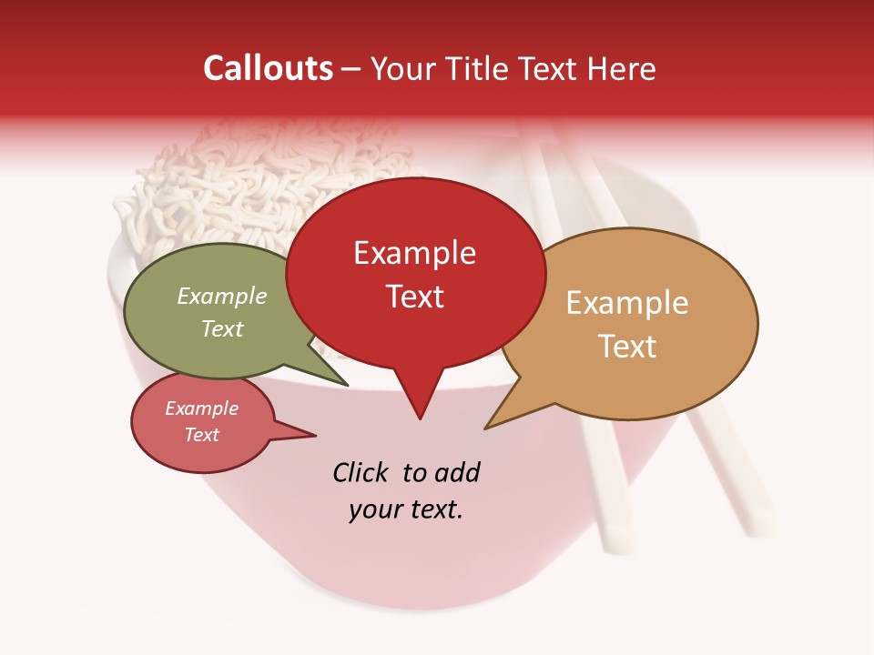 Red Bowl Of Instant Noodles, With Chopsticks. PowerPoint Template