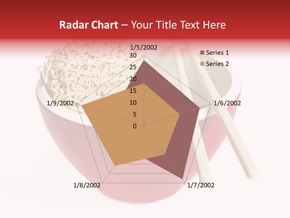 Red Bowl Of Instant Noodles, With Chopsticks. PowerPoint Template