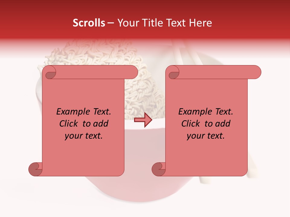 Red Bowl Of Instant Noodles, With Chopsticks. PowerPoint Template