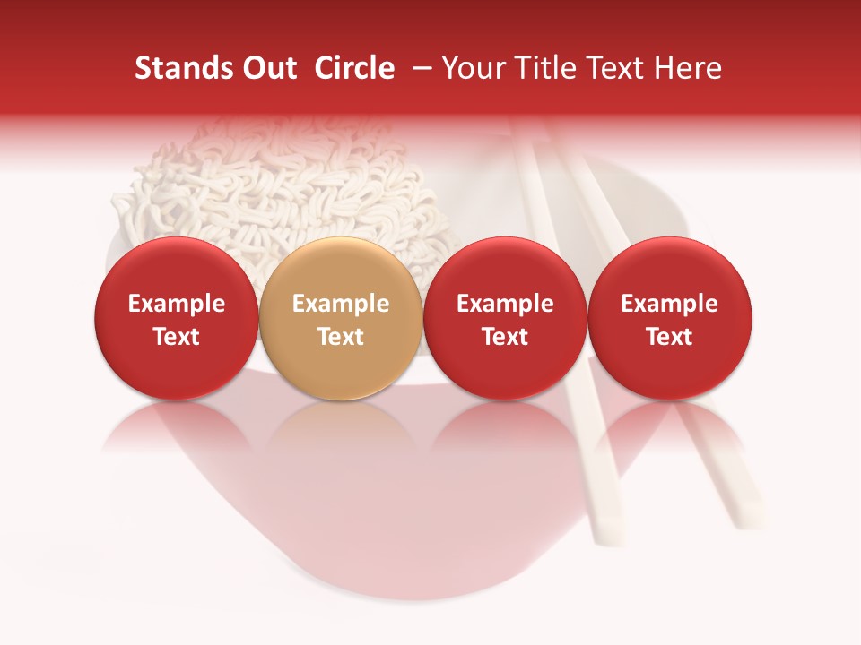 Red Bowl Of Instant Noodles, With Chopsticks. PowerPoint Template
