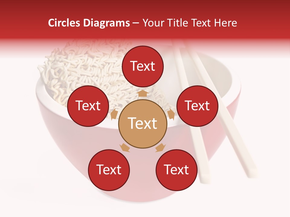 Red Bowl Of Instant Noodles, With Chopsticks. PowerPoint Template