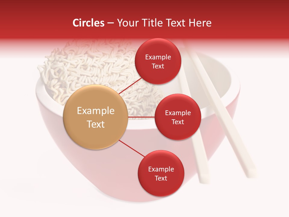 Red Bowl Of Instant Noodles, With Chopsticks. PowerPoint Template