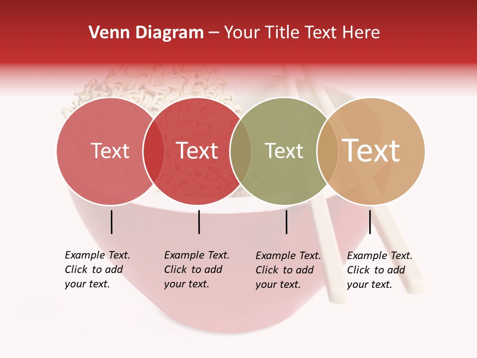 Red Bowl Of Instant Noodles, With Chopsticks. PowerPoint Template