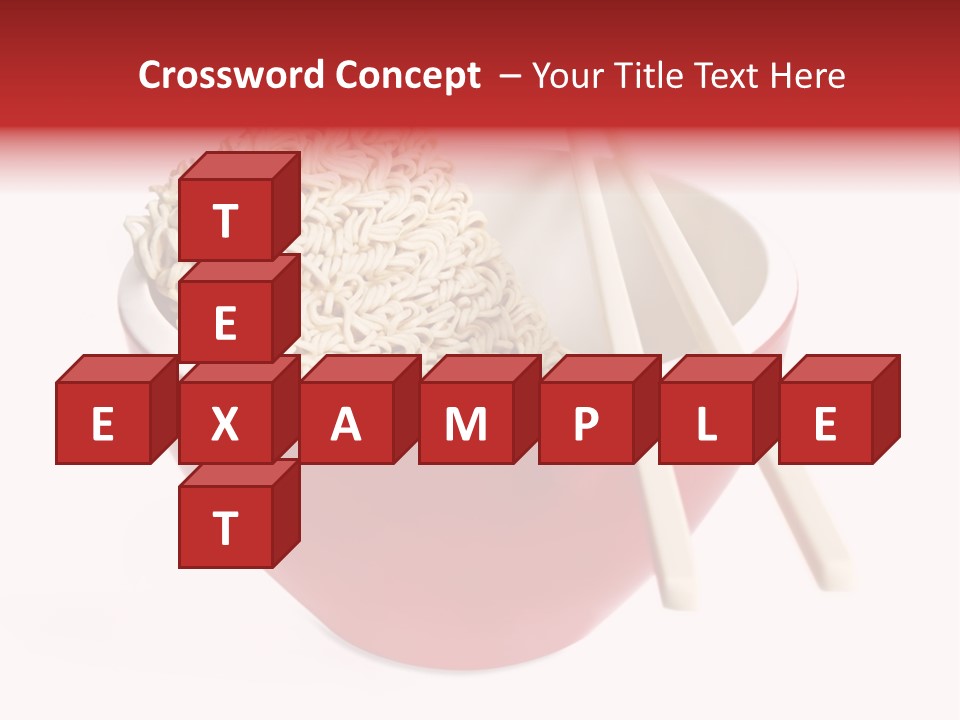 Red Bowl Of Instant Noodles, With Chopsticks. PowerPoint Template