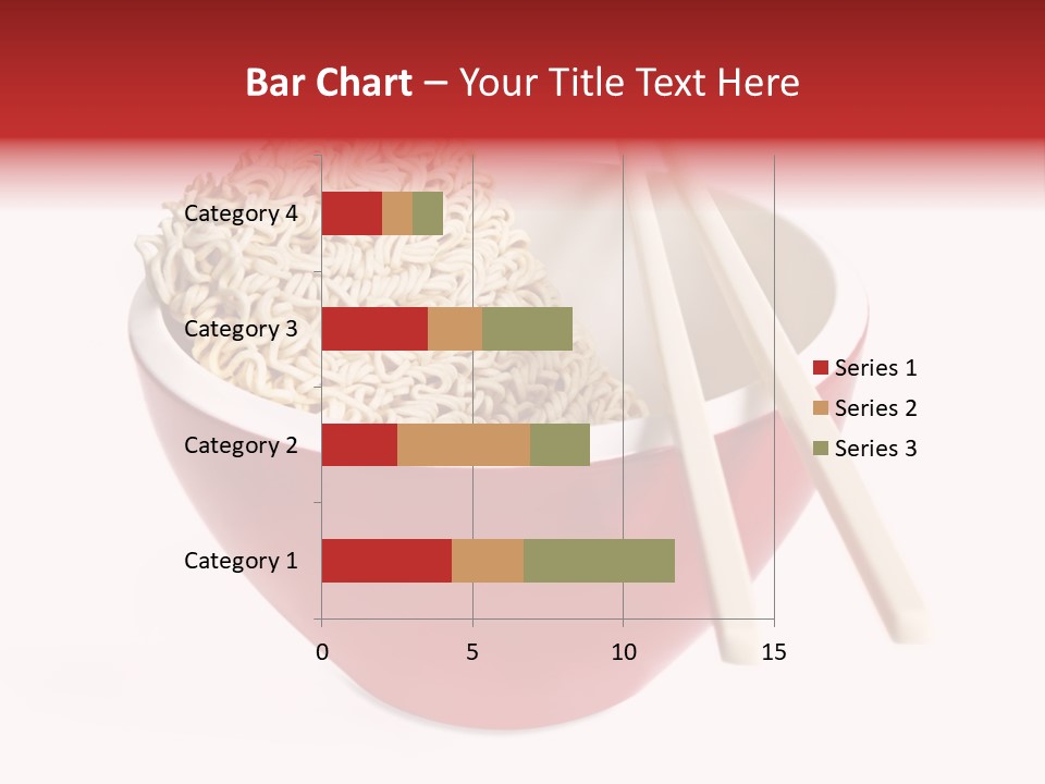 Red Bowl Of Instant Noodles, With Chopsticks. PowerPoint Template