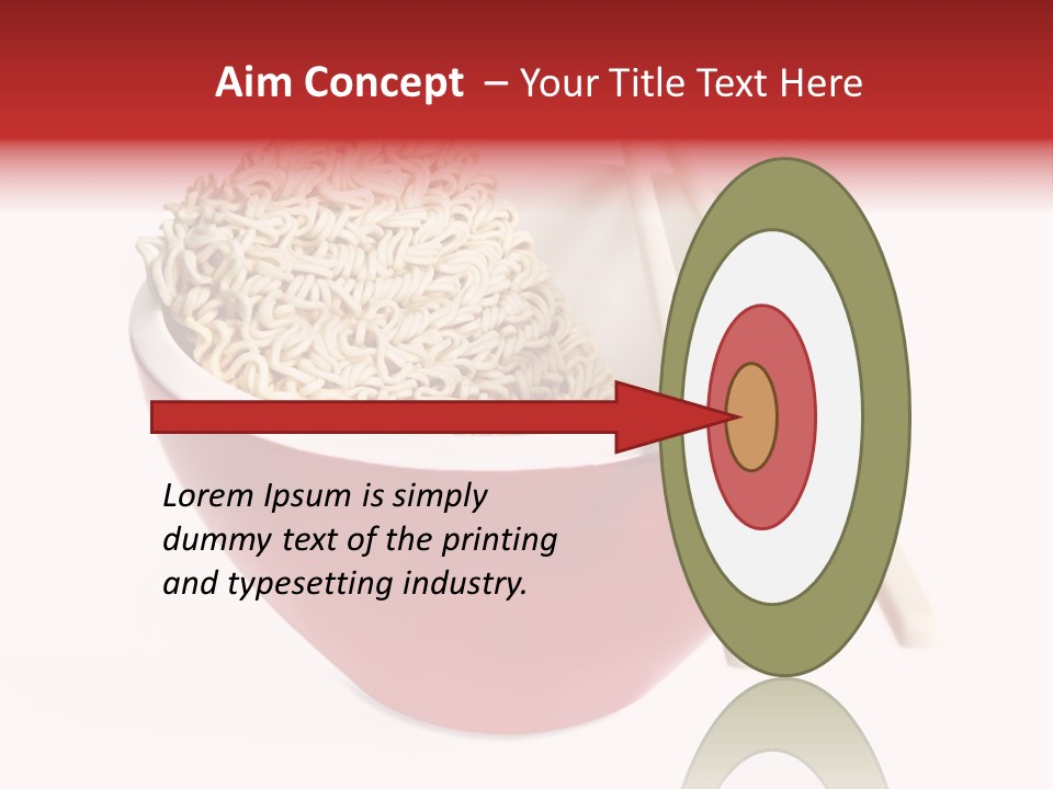Red Bowl Of Instant Noodles, With Chopsticks. PowerPoint Template
