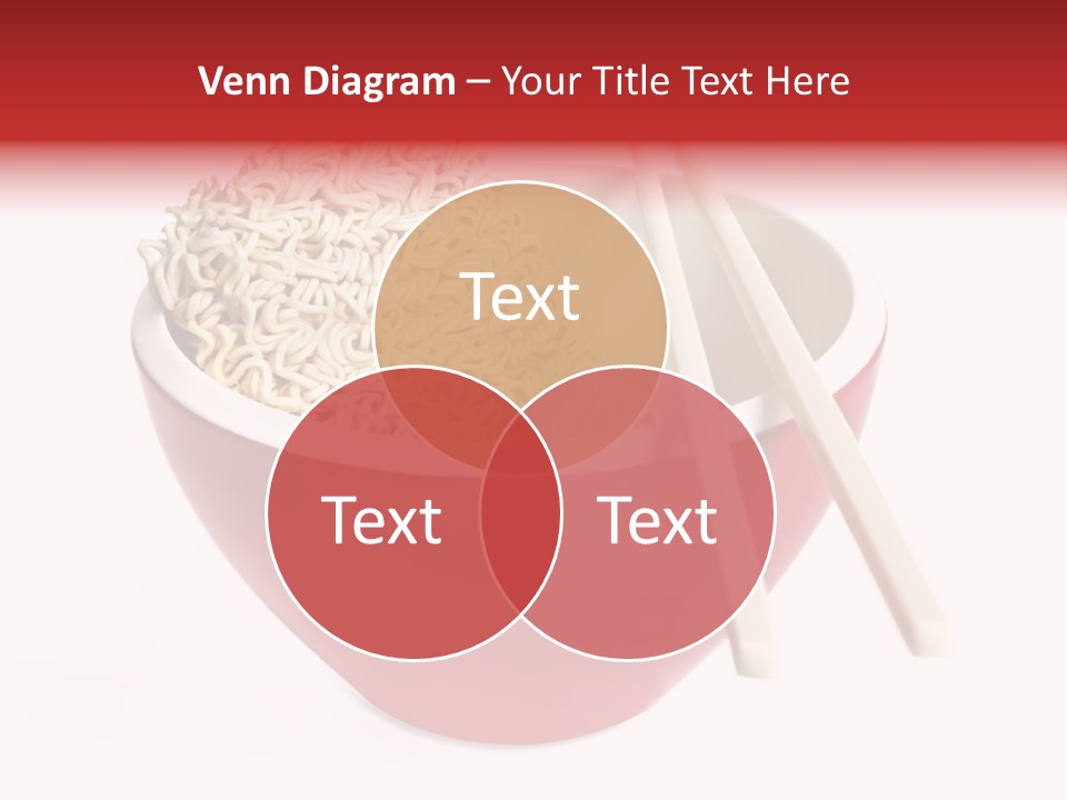 Red Bowl Of Instant Noodles, With Chopsticks. PowerPoint Template