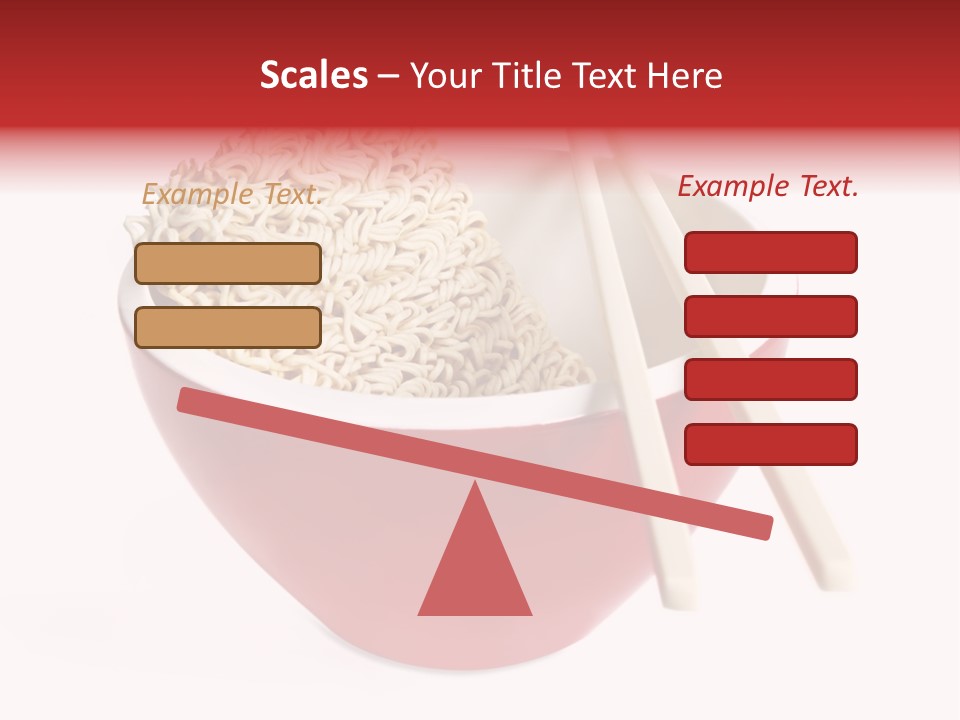 Red Bowl Of Instant Noodles, With Chopsticks. PowerPoint Template
