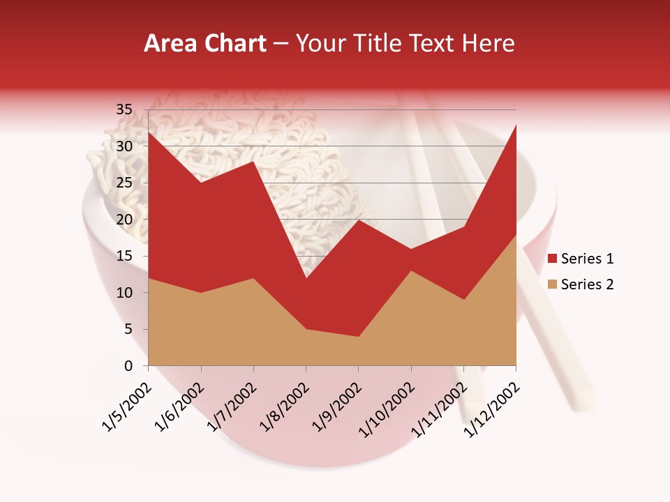 Red Bowl Of Instant Noodles, With Chopsticks. PowerPoint Template
