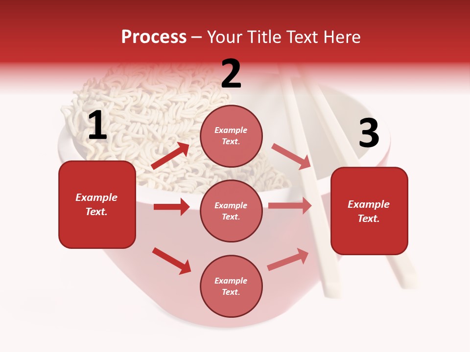 Red Bowl Of Instant Noodles, With Chopsticks. PowerPoint Template