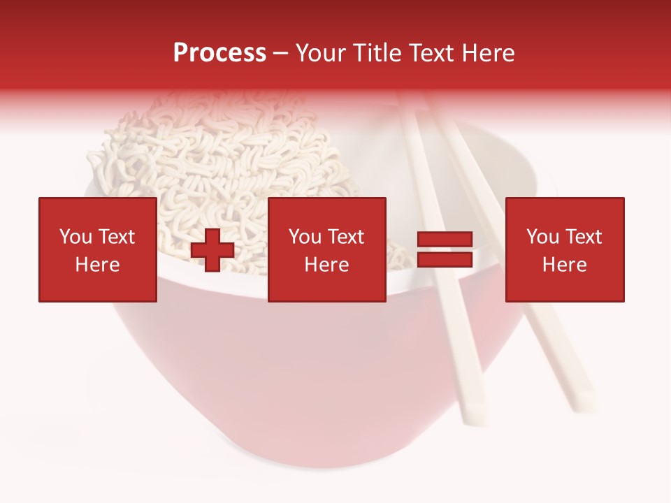Red Bowl Of Instant Noodles, With Chopsticks. PowerPoint Template