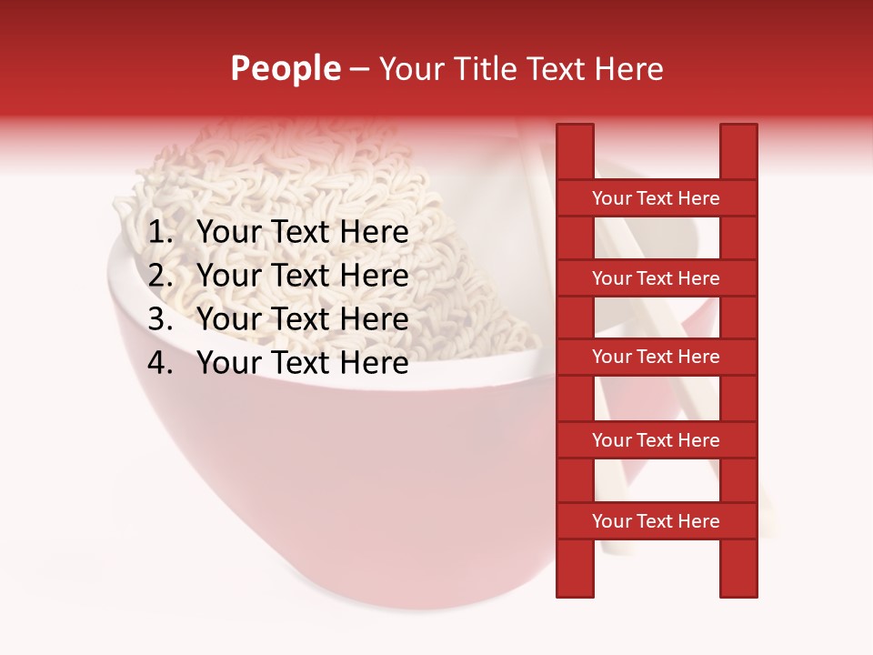 Red Bowl Of Instant Noodles, With Chopsticks. PowerPoint Template