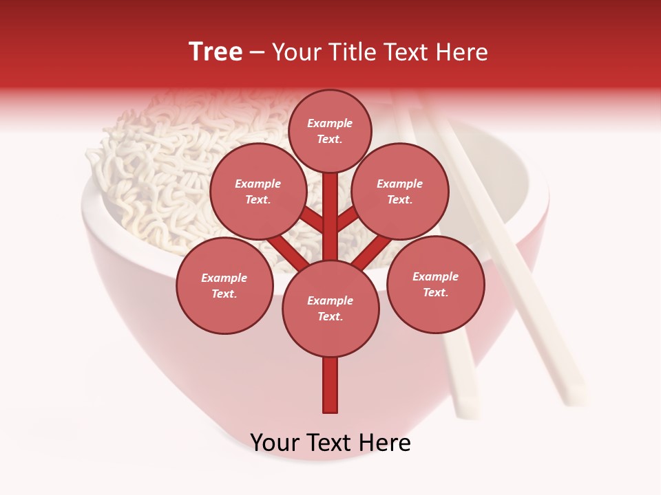 Red Bowl Of Instant Noodles, With Chopsticks. PowerPoint Template