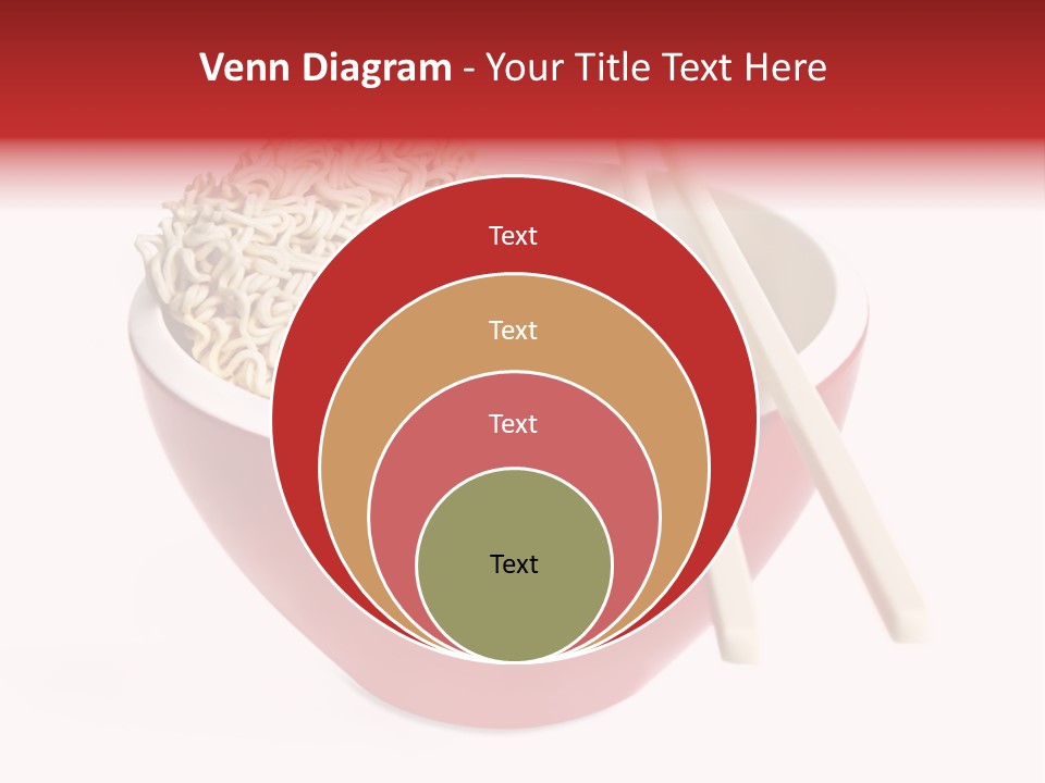 Red Bowl Of Instant Noodles, With Chopsticks. PowerPoint Template