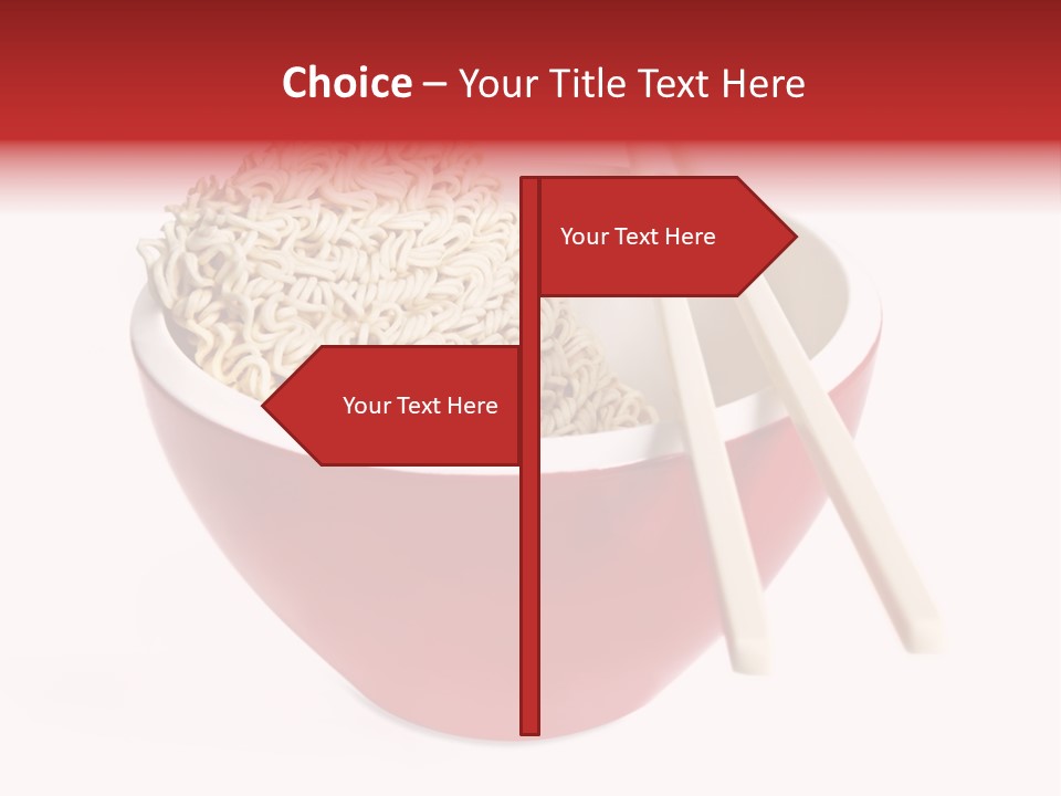 Red Bowl Of Instant Noodles, With Chopsticks. PowerPoint Template