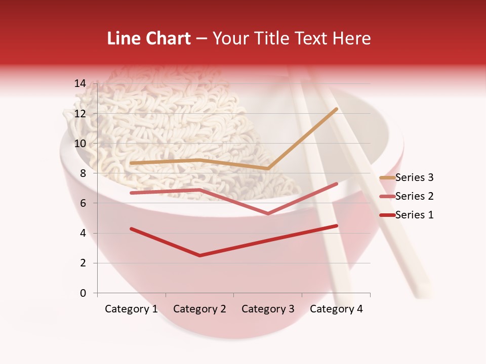Red Bowl Of Instant Noodles, With Chopsticks. PowerPoint Template
