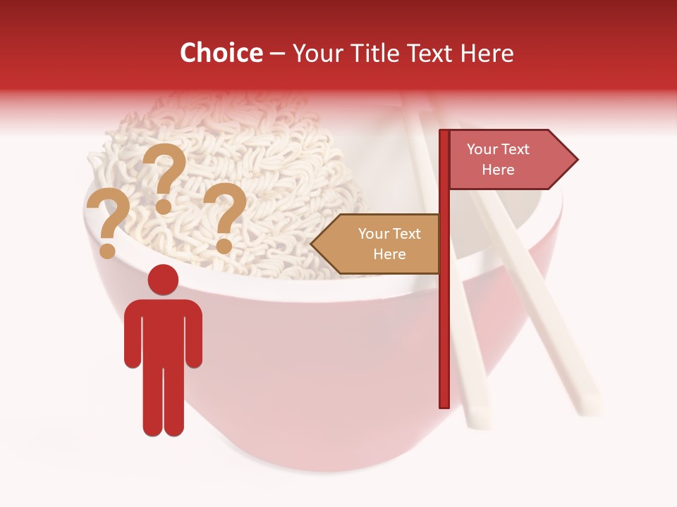 Red Bowl Of Instant Noodles, With Chopsticks. PowerPoint Template