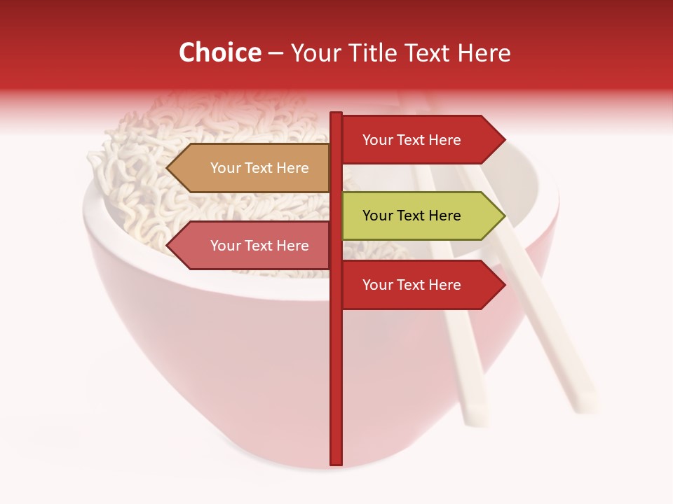 Red Bowl Of Instant Noodles, With Chopsticks. PowerPoint Template