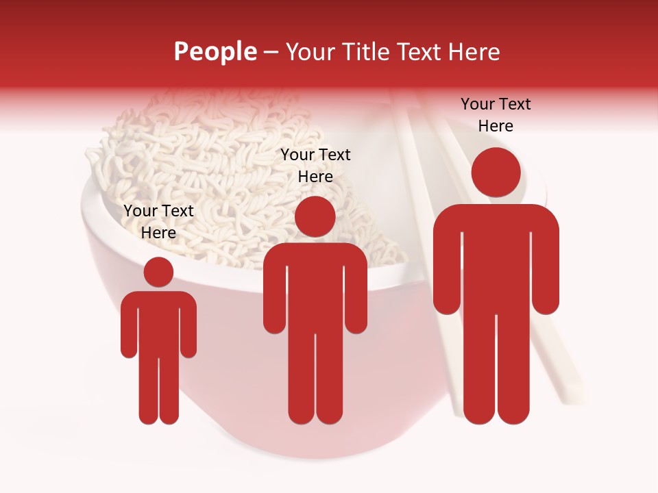 Red Bowl Of Instant Noodles, With Chopsticks. PowerPoint Template
