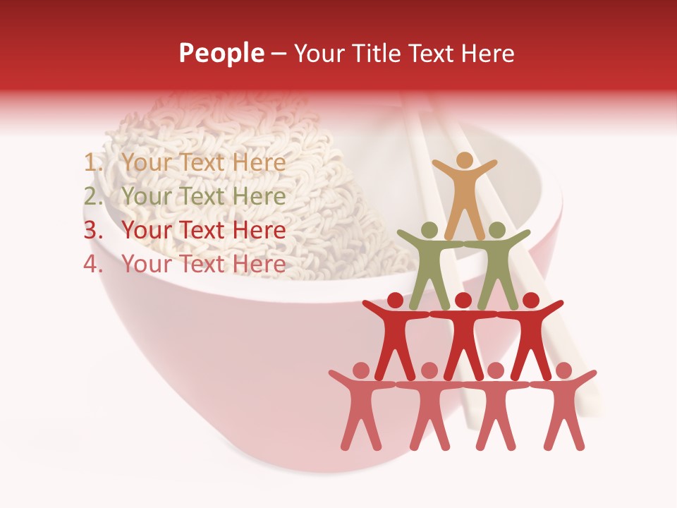 Red Bowl Of Instant Noodles, With Chopsticks. PowerPoint Template