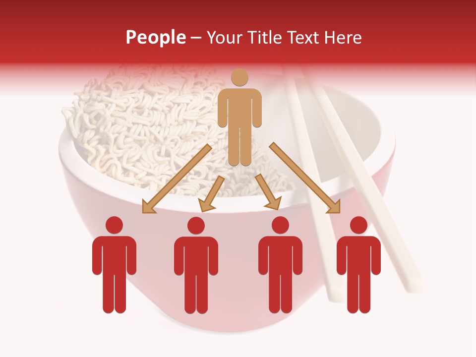 Red Bowl Of Instant Noodles, With Chopsticks. PowerPoint Template