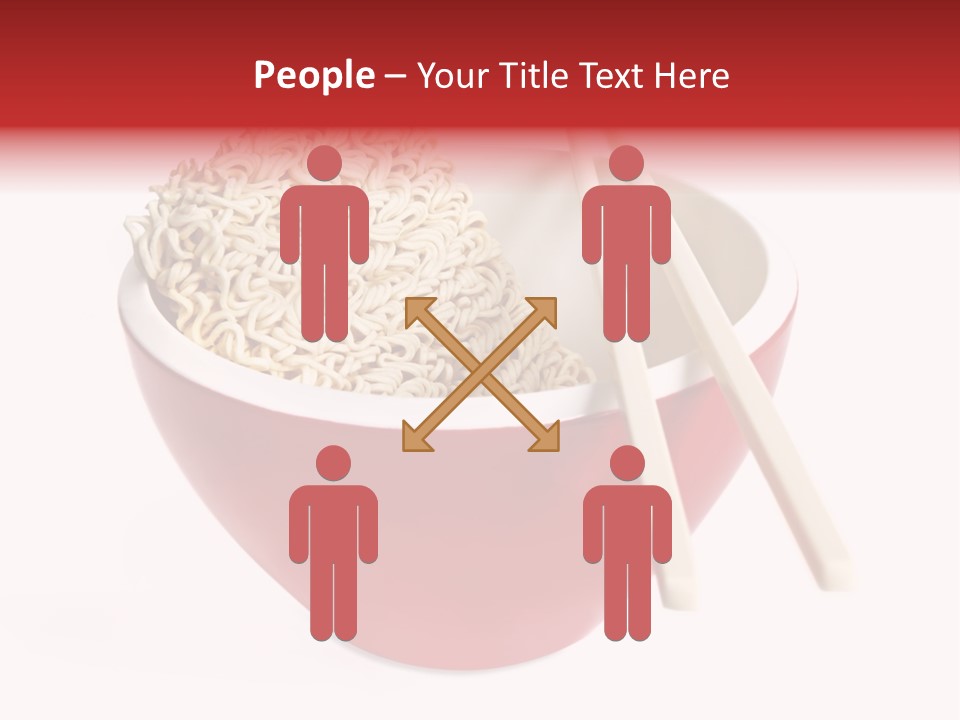 Red Bowl Of Instant Noodles, With Chopsticks. PowerPoint Template