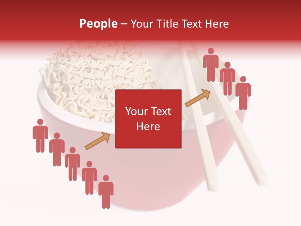 Red Bowl Of Instant Noodles, With Chopsticks. PowerPoint Template