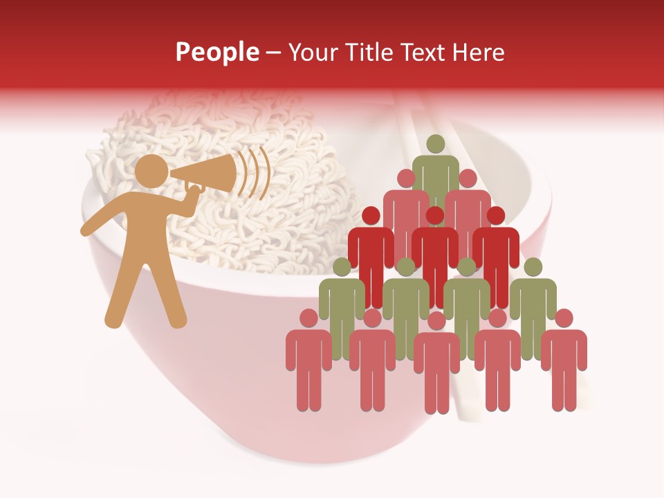Red Bowl Of Instant Noodles, With Chopsticks. PowerPoint Template