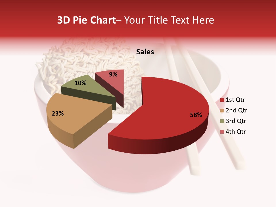 Red Bowl Of Instant Noodles, With Chopsticks. PowerPoint Template