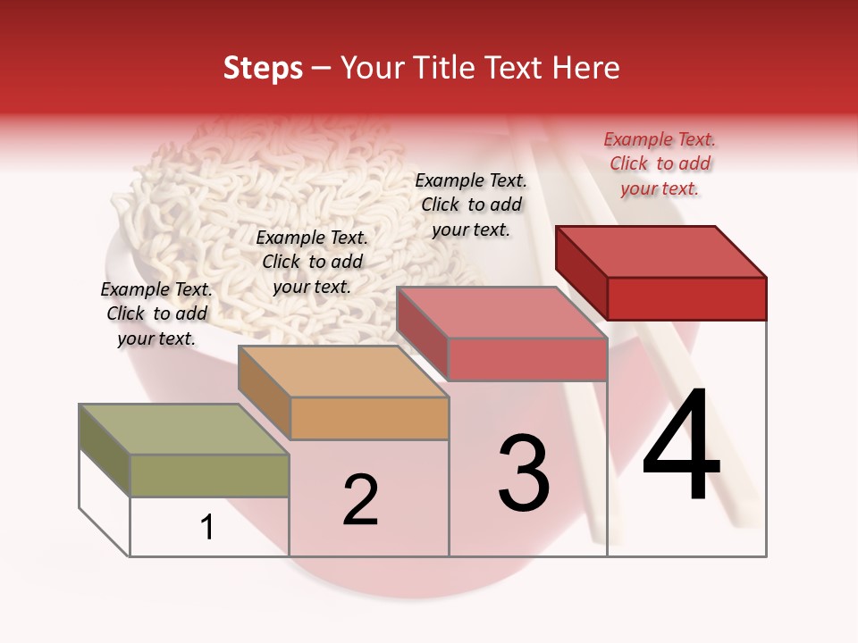 Red Bowl Of Instant Noodles, With Chopsticks. PowerPoint Template