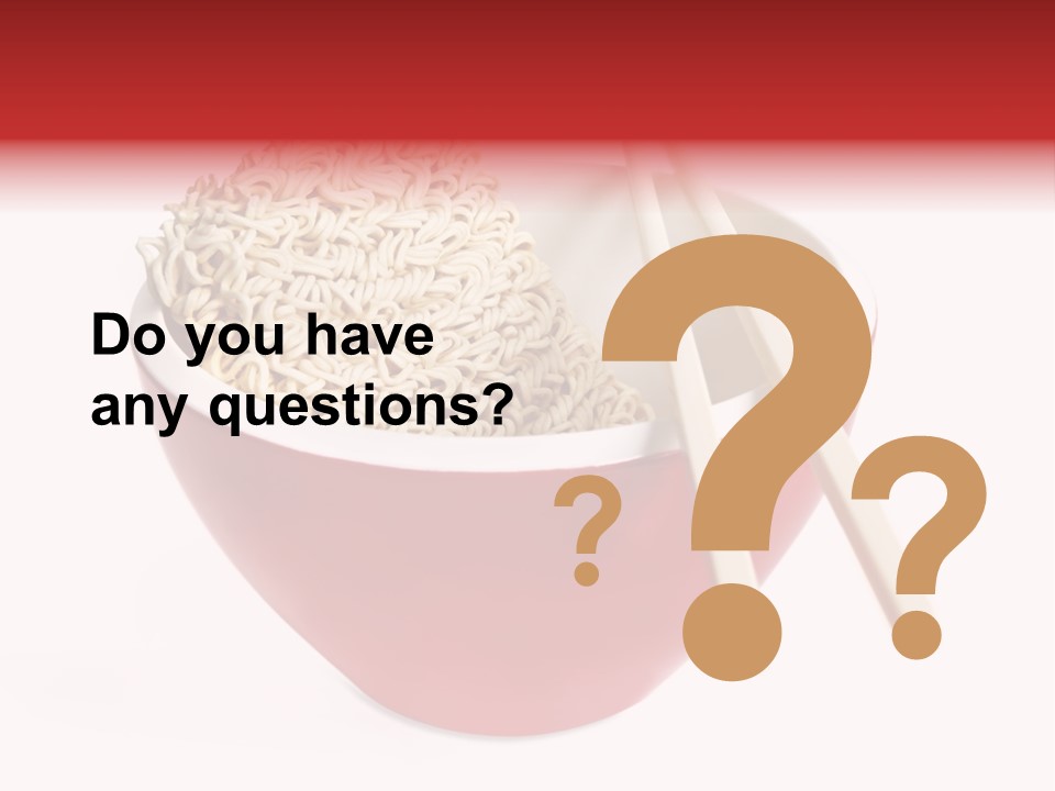 Red Bowl Of Instant Noodles, With Chopsticks. PowerPoint Template