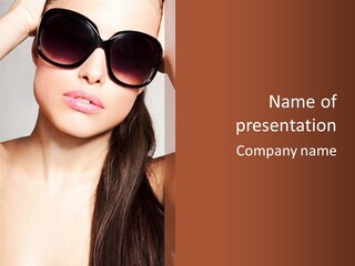 Young Woman With Sunglasses PowerPoint Template