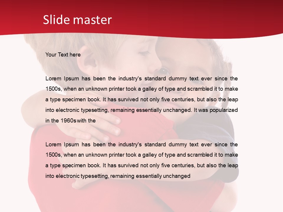 Young Children Hugging PowerPoint Template