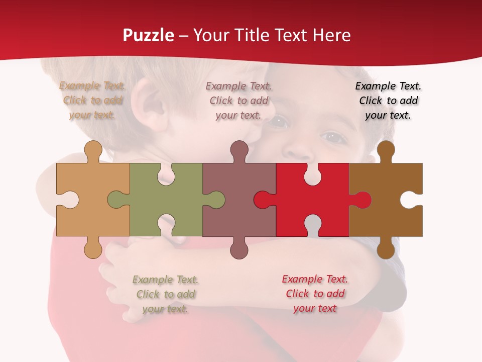 Young Children Hugging PowerPoint Template