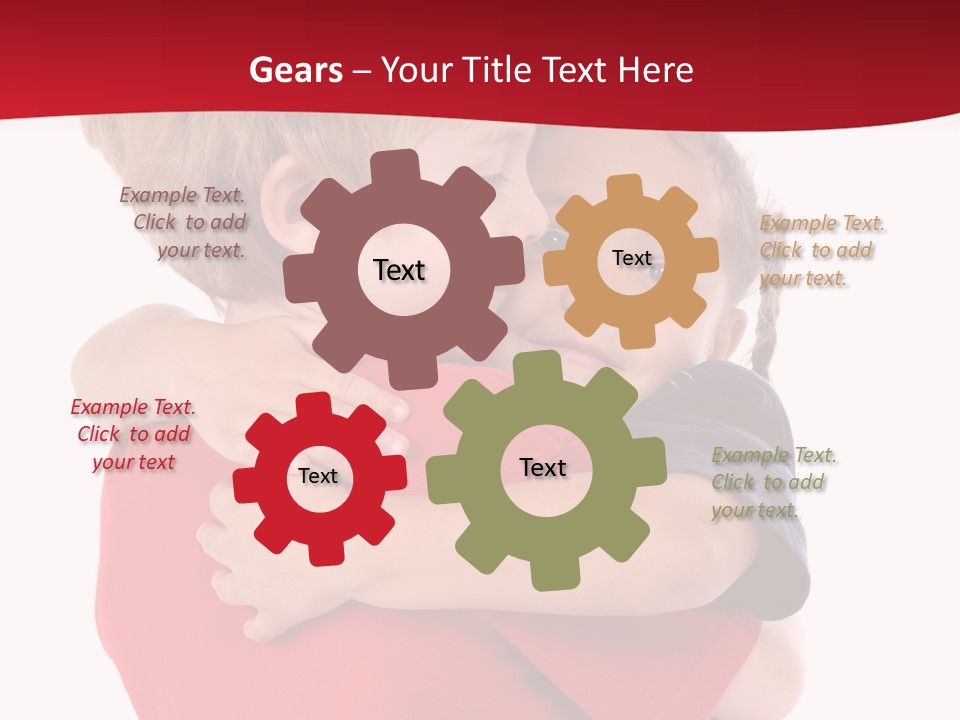 Young Children Hugging PowerPoint Template