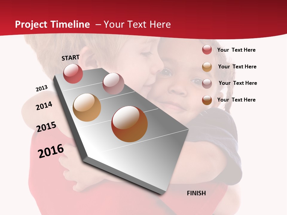 Young Children Hugging PowerPoint Template