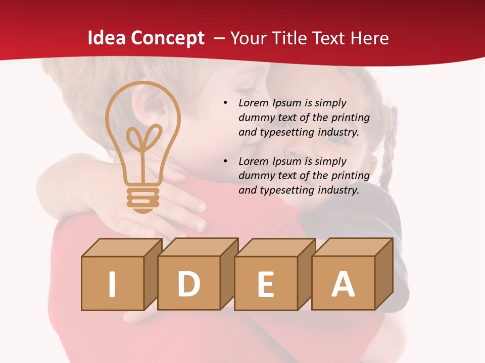 Young Children Hugging PowerPoint Template