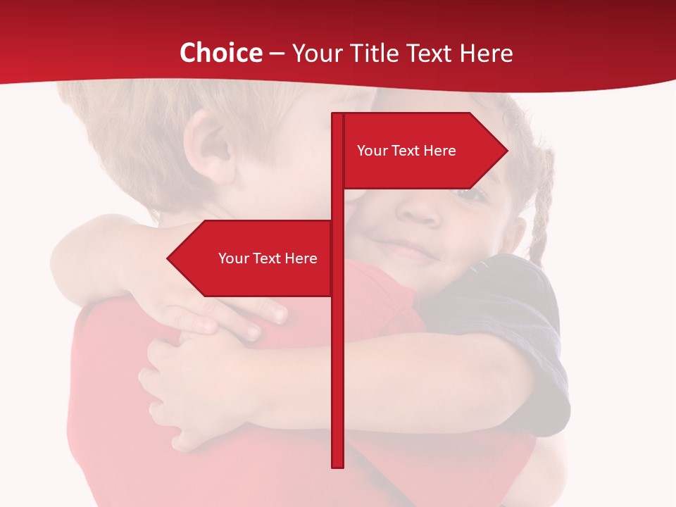 Young Children Hugging PowerPoint Template