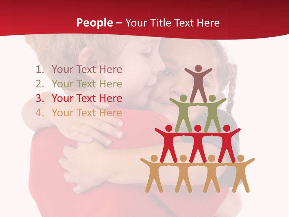 Young Children Hugging PowerPoint Template