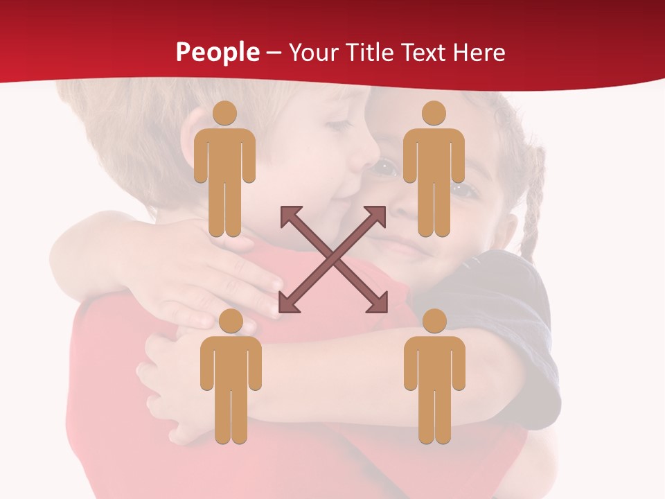 Young Children Hugging PowerPoint Template