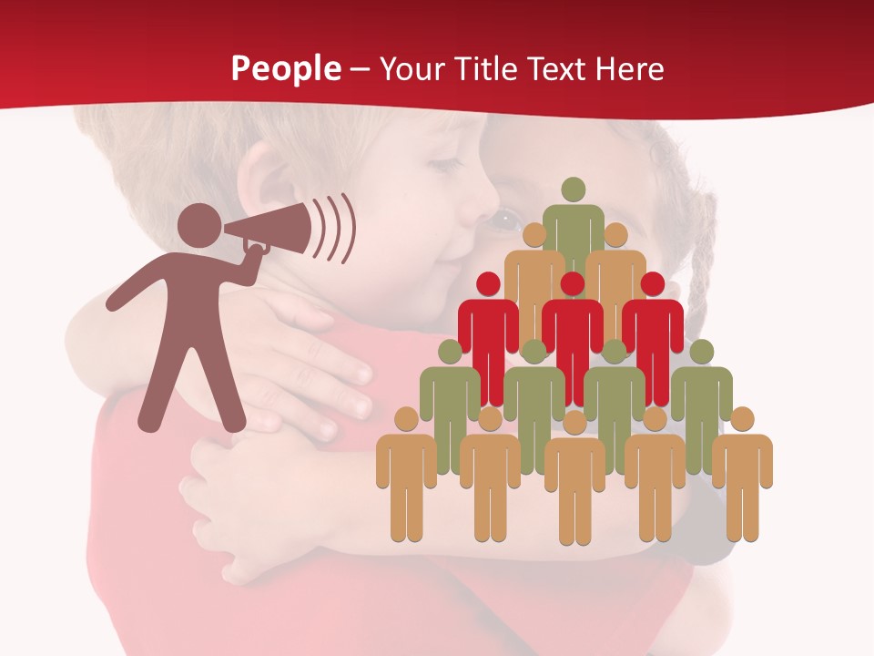 Young Children Hugging PowerPoint Template