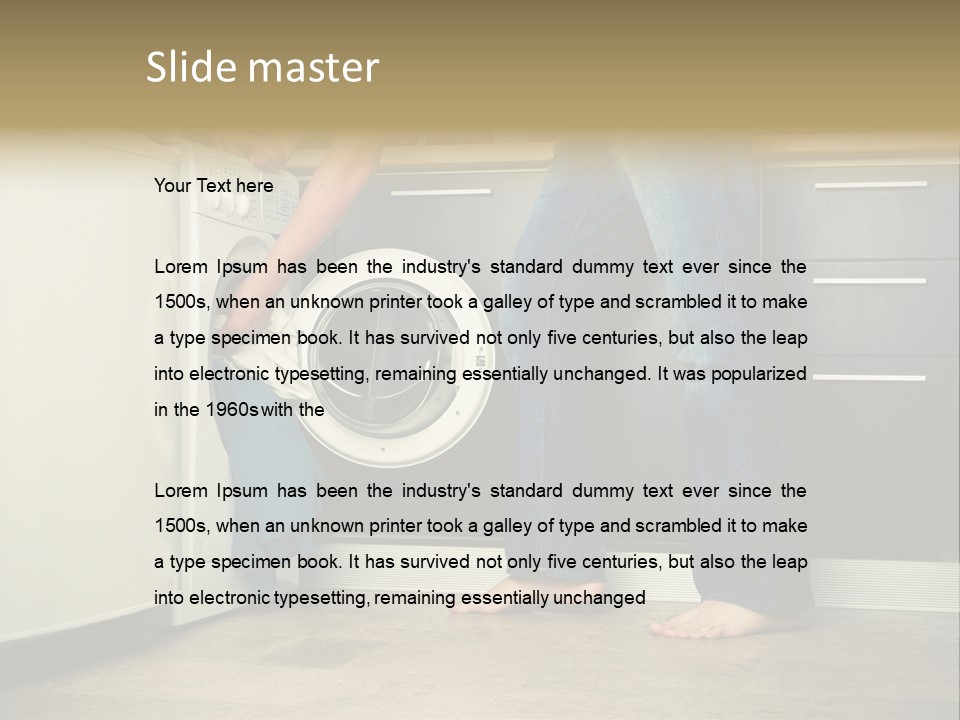 Concept Man Putting His Laundry Into The Washing Machine PowerPoint Template