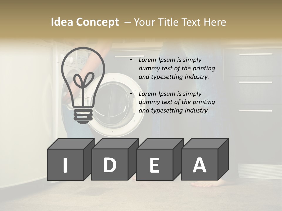 Concept Man Putting His Laundry Into The Washing Machine PowerPoint Template