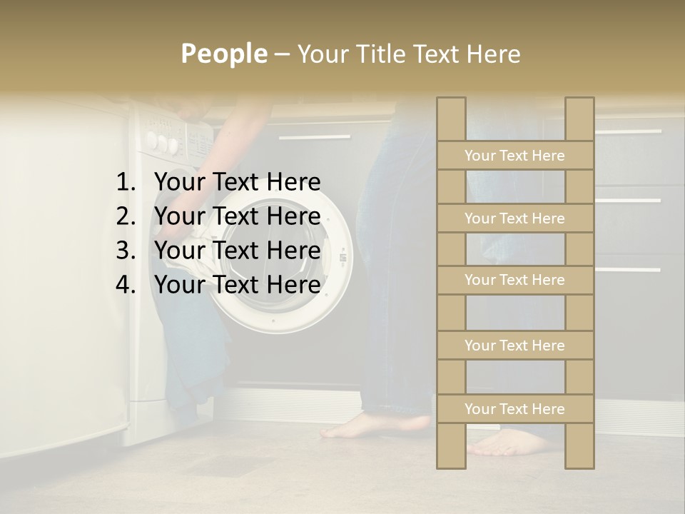 Concept Man Putting His Laundry Into The Washing Machine PowerPoint Template